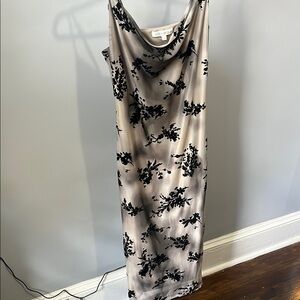 Cream Sheath Midi Dress with Cowl Neck for Cocktail